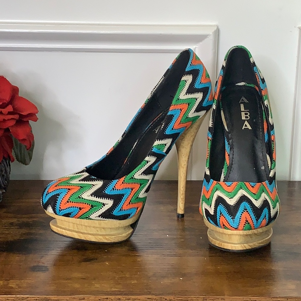 Alba Colorful Moroccan Platform Heels, 7